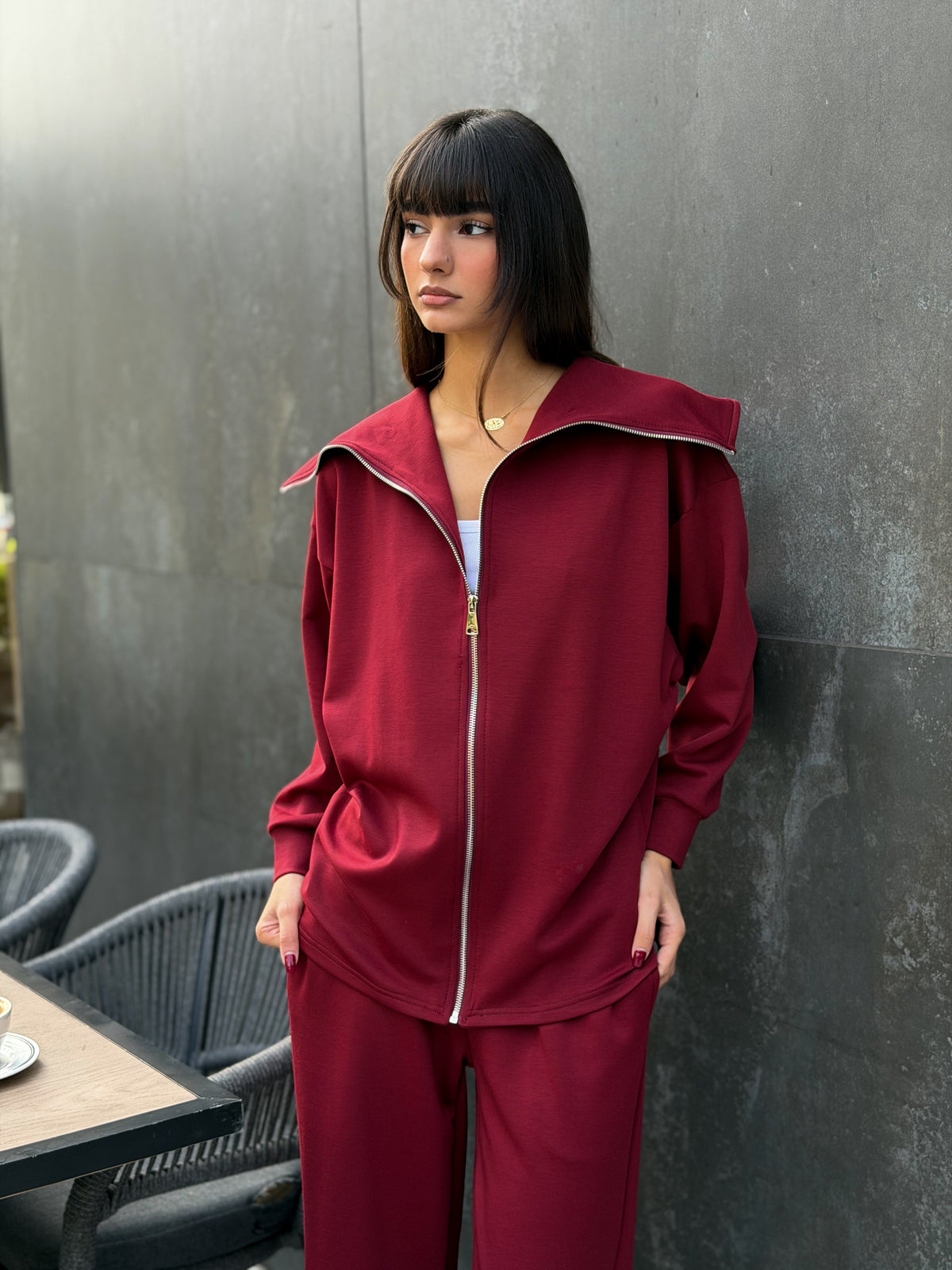 Zip-up jacket tracksuit - Burgundy