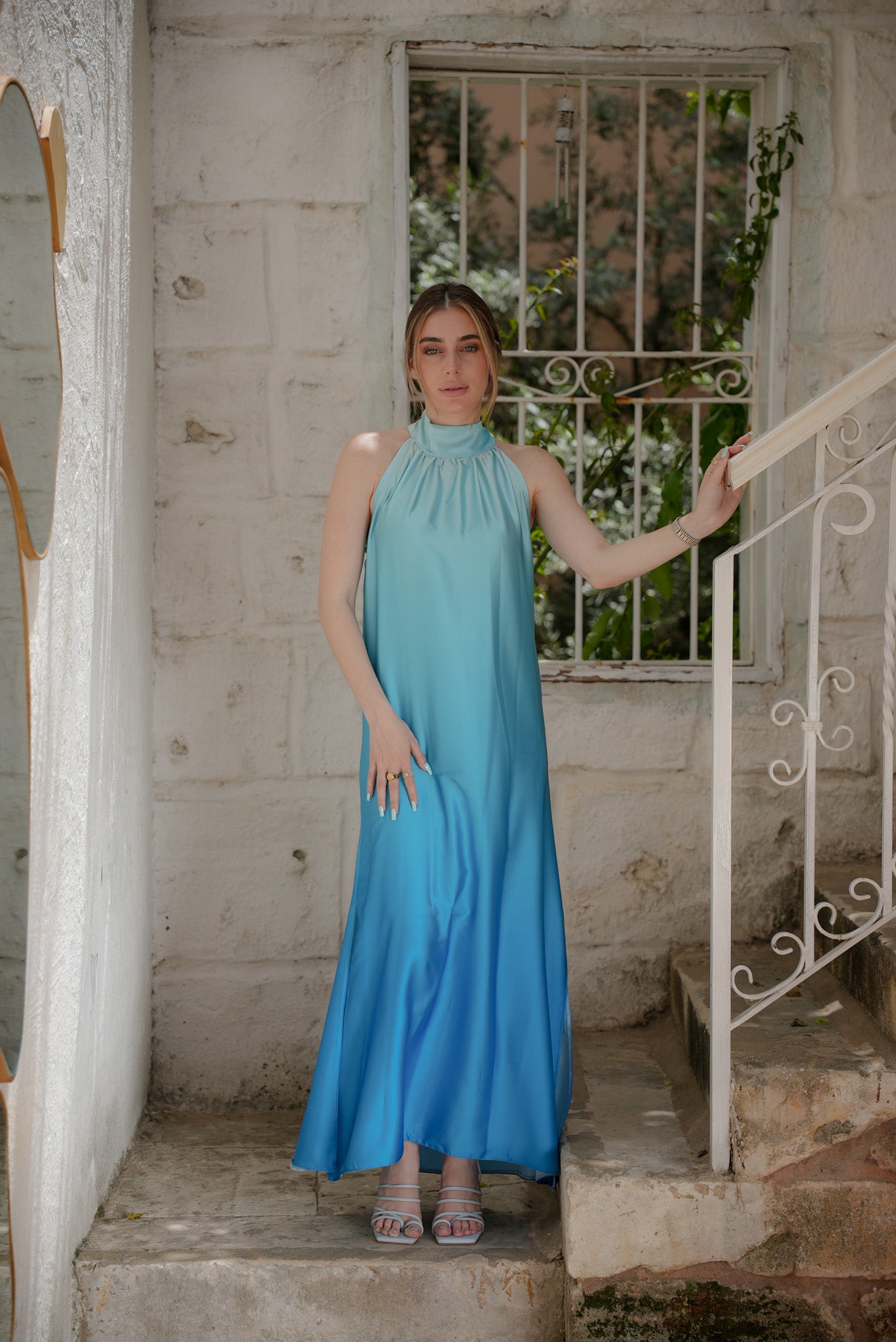 Ombr Satin Dress - Aqua Ombr Satin Dress - Aqua
