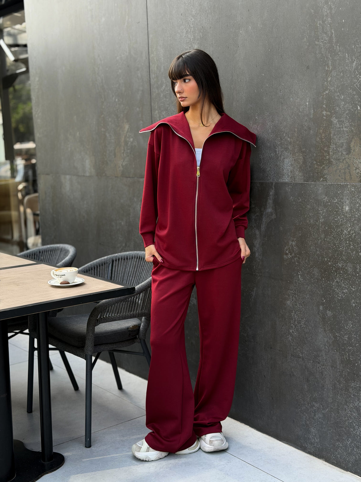 Zip-up jacket tracksuit - Burgundy