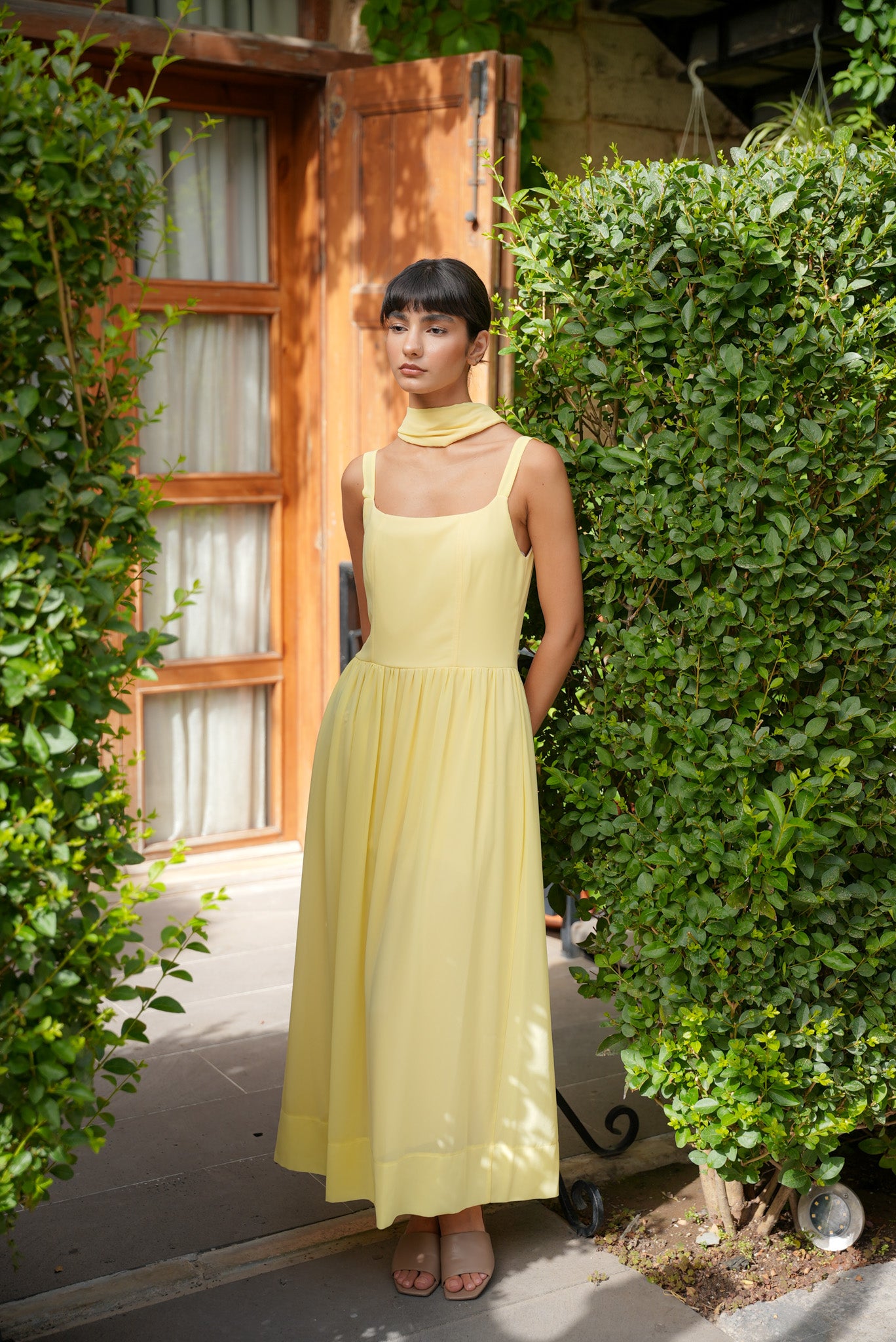 Flowy Midi Dress - Yellow