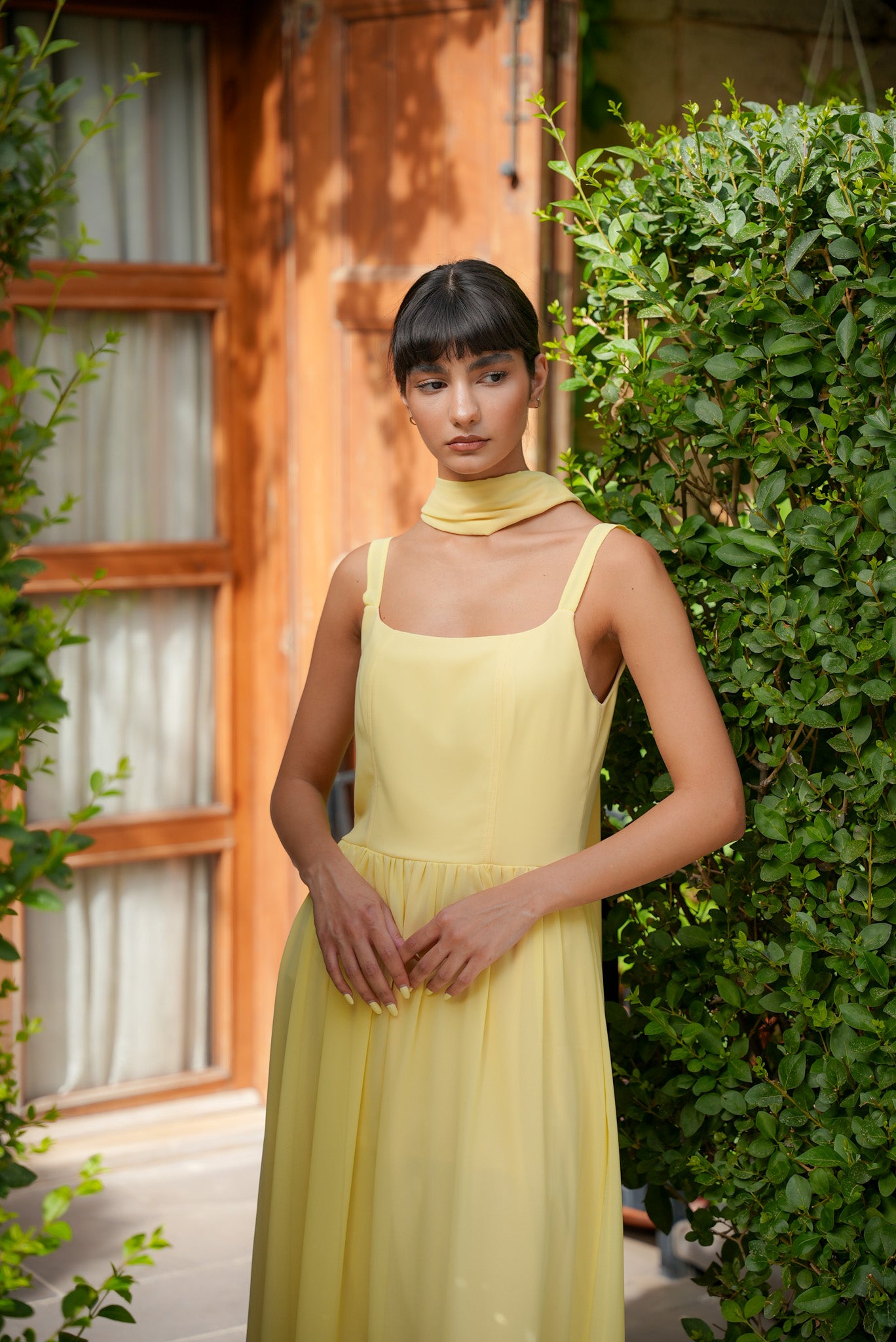 Flowy Midi Dress - Yellow