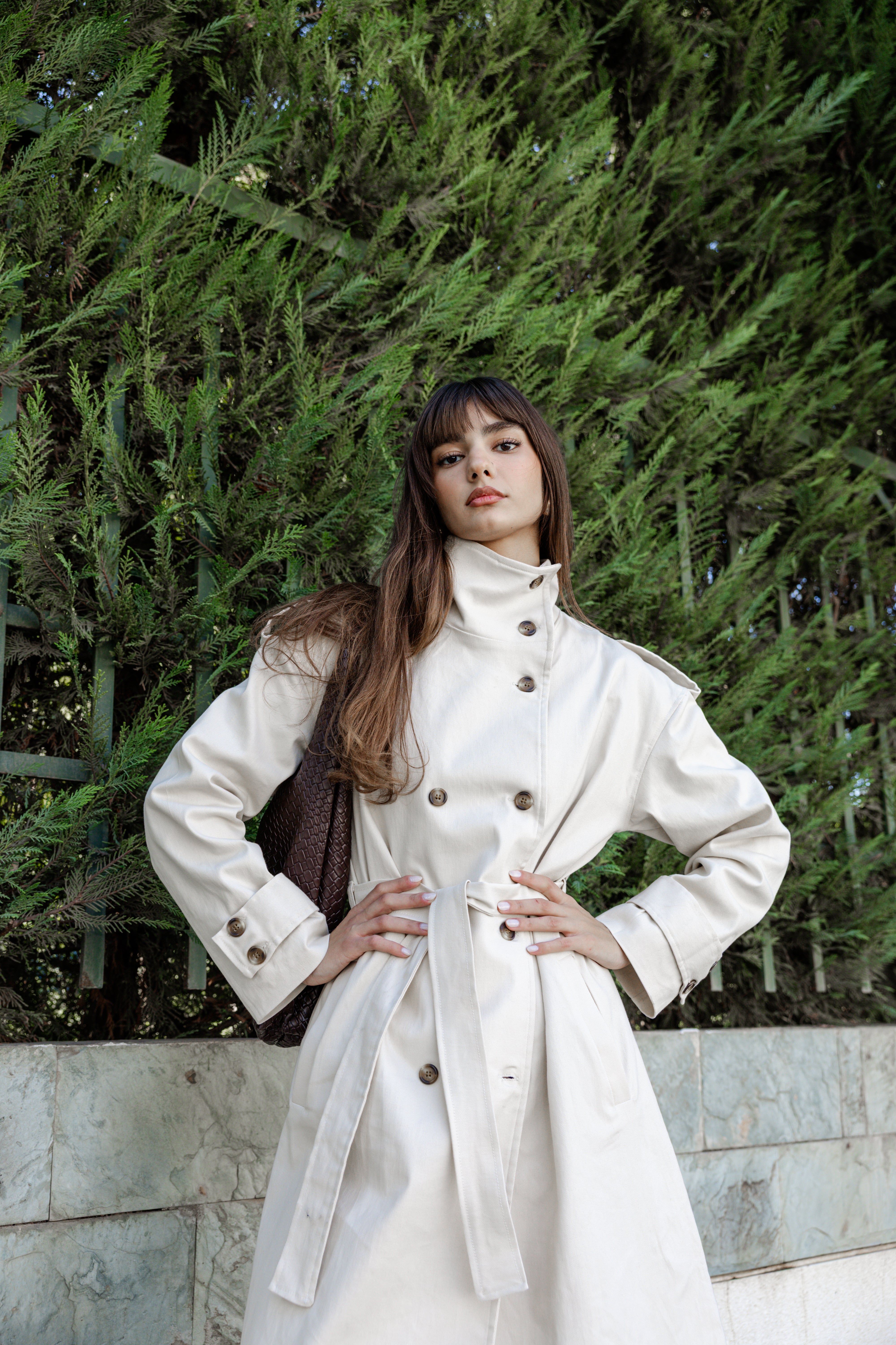 Long Trench Coat - Light Beige