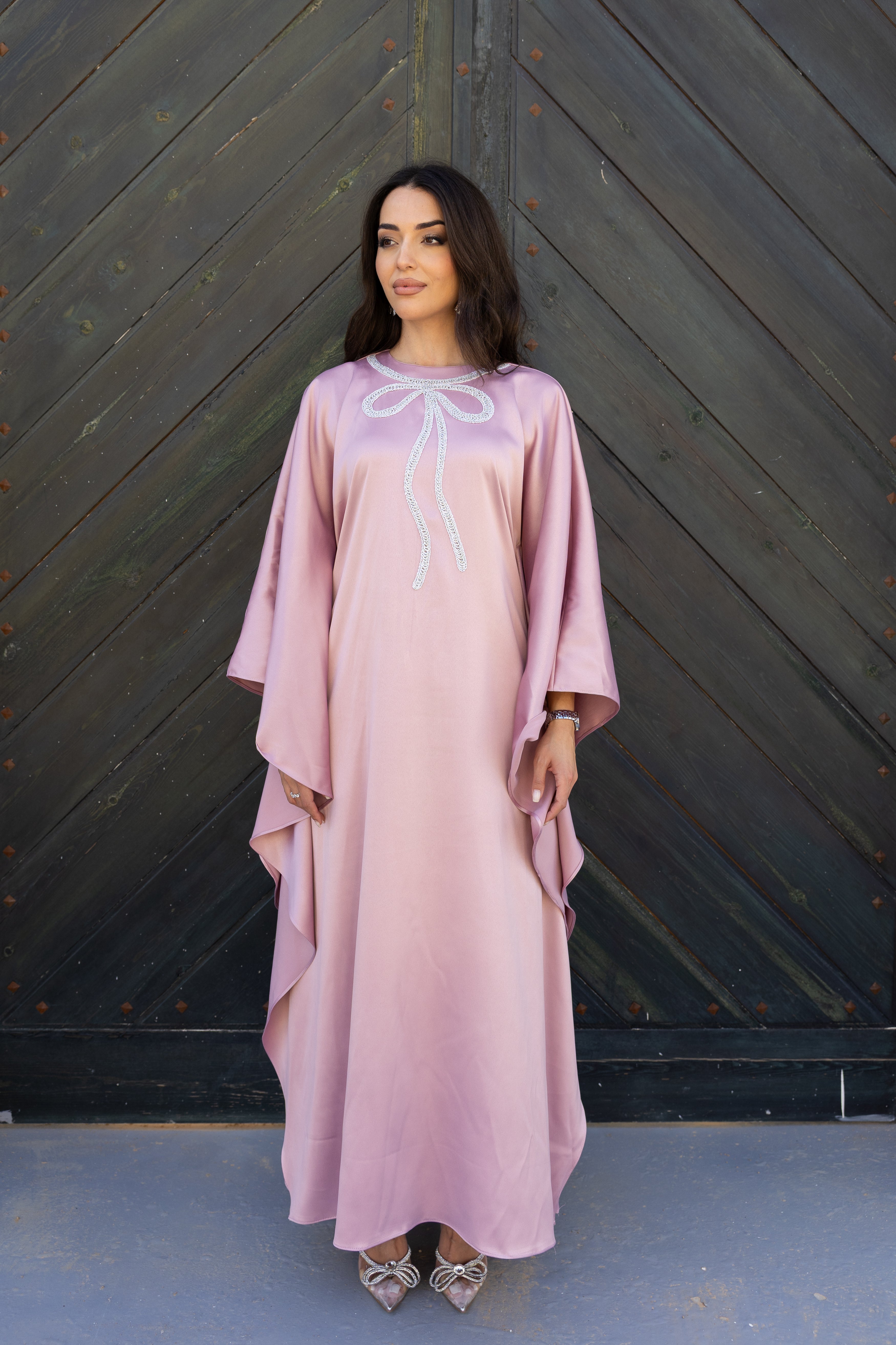 Bow Butterfly Abaya - Pink