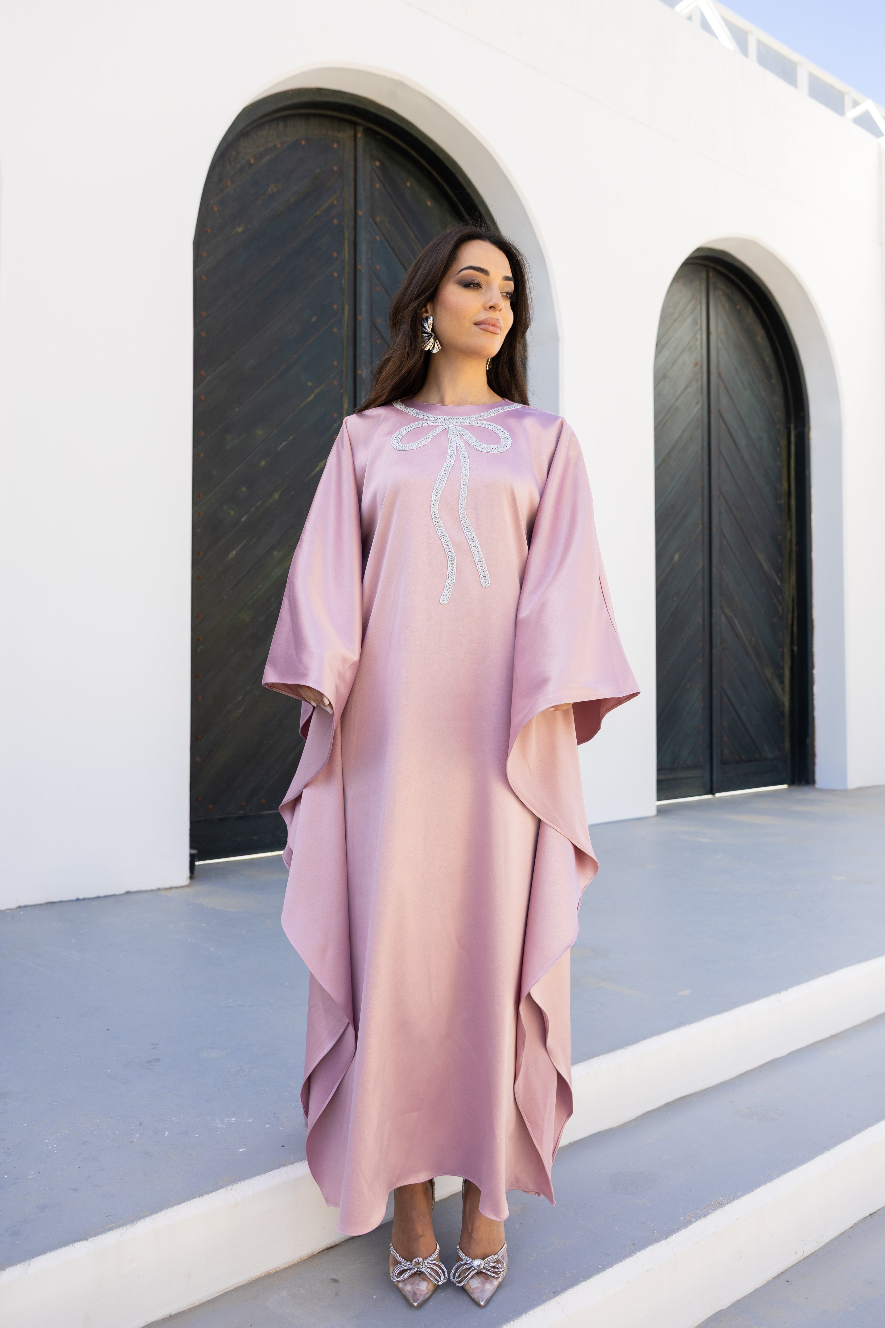 Bow Butterfly Abaya - Pink