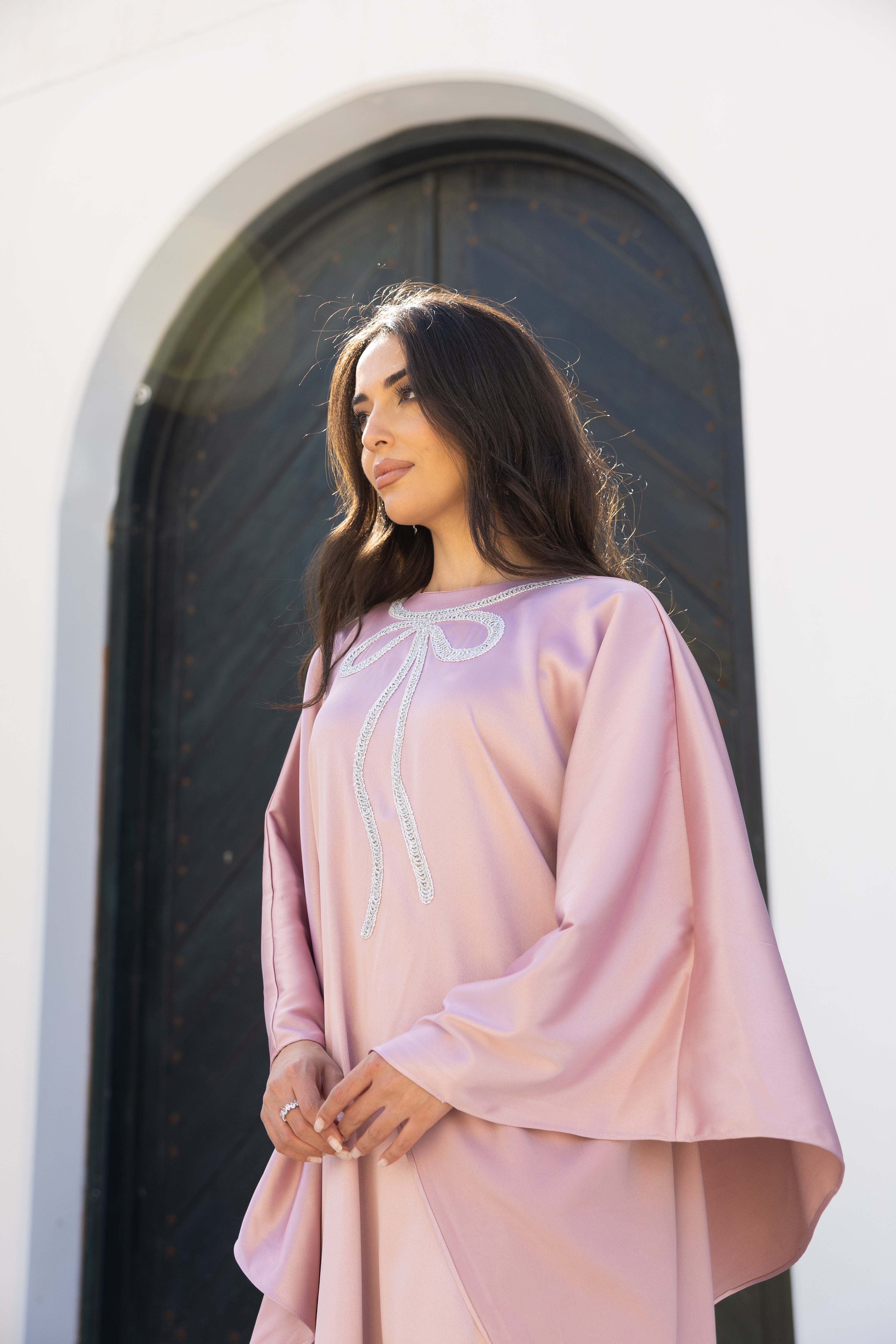 Bow Butterfly Abaya - Pink