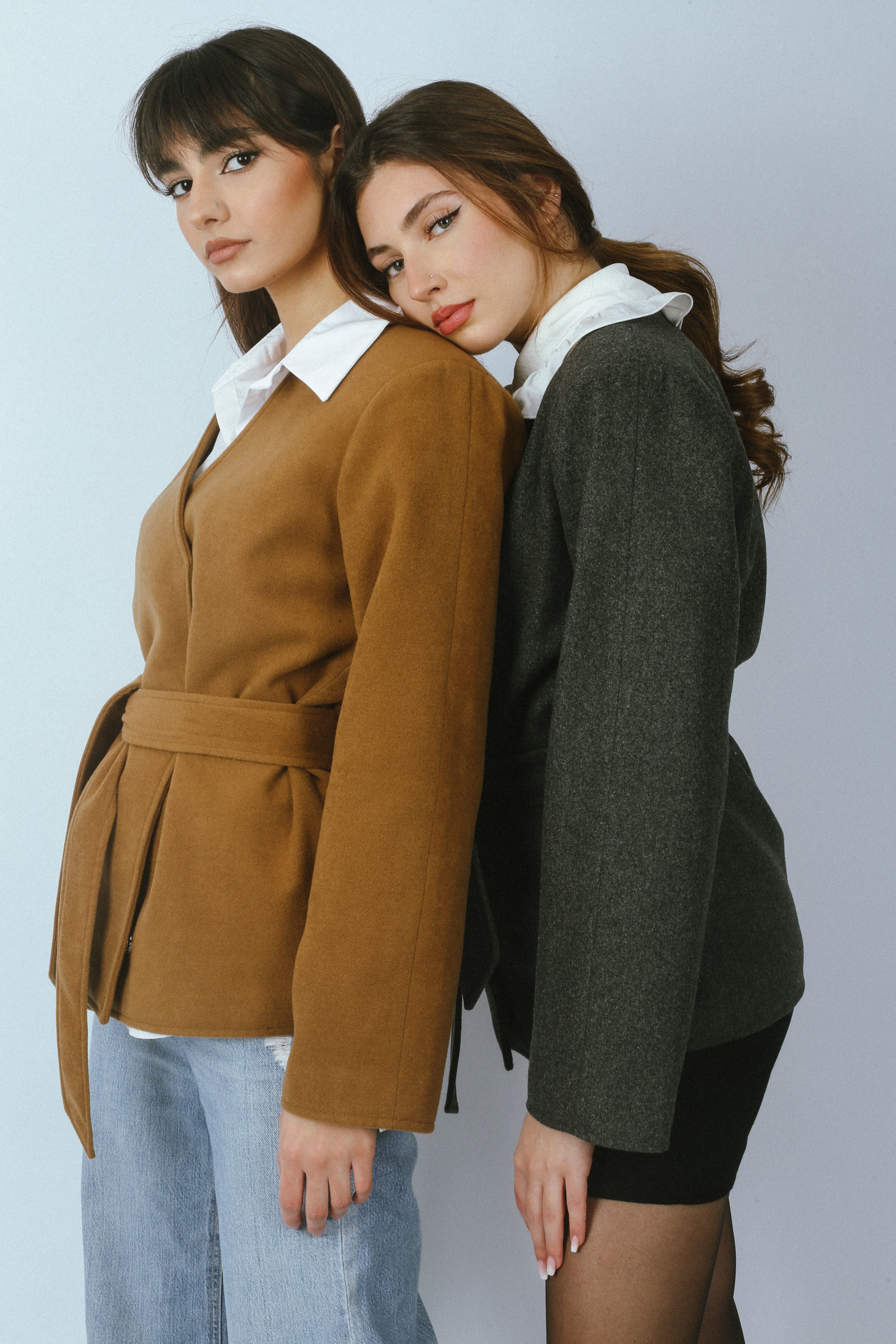 Wool Blend V-neck Blazer - Camel