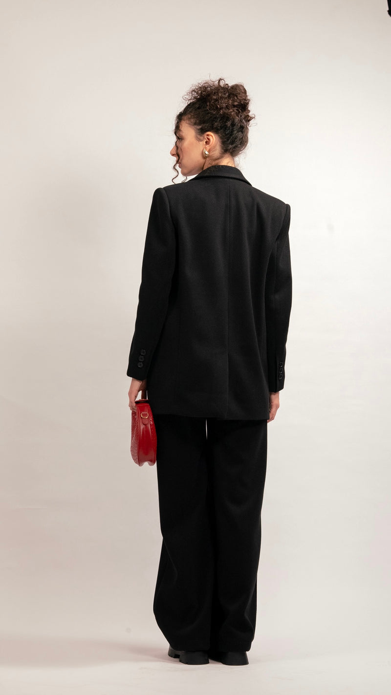 Wool-blend Oversized Blazer Suit - Black