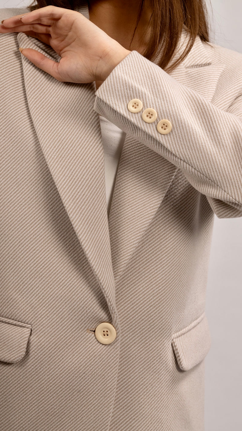 Wool-blend Oversized Blazer Suit - Light Beige