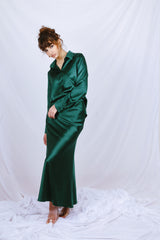 Satin Shirt and skirt CO-ORD - Emerald Green