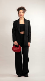 Wool-blend Oversized Blazer Suit - Black