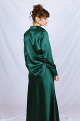 Satin Shirt and skirt CO-ORD - Emerald Green