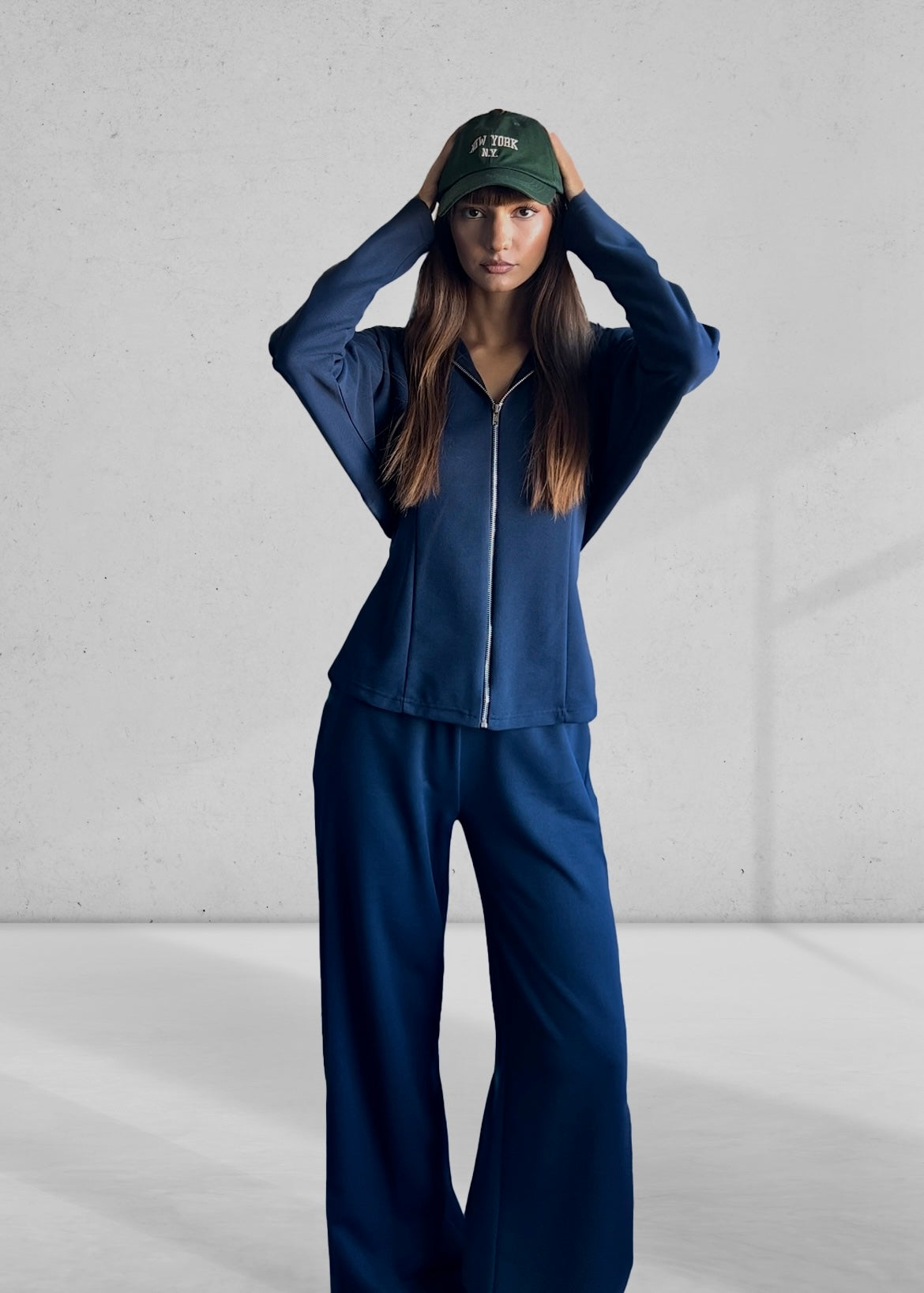 Soft zip-up sweatshirt Set - Navy