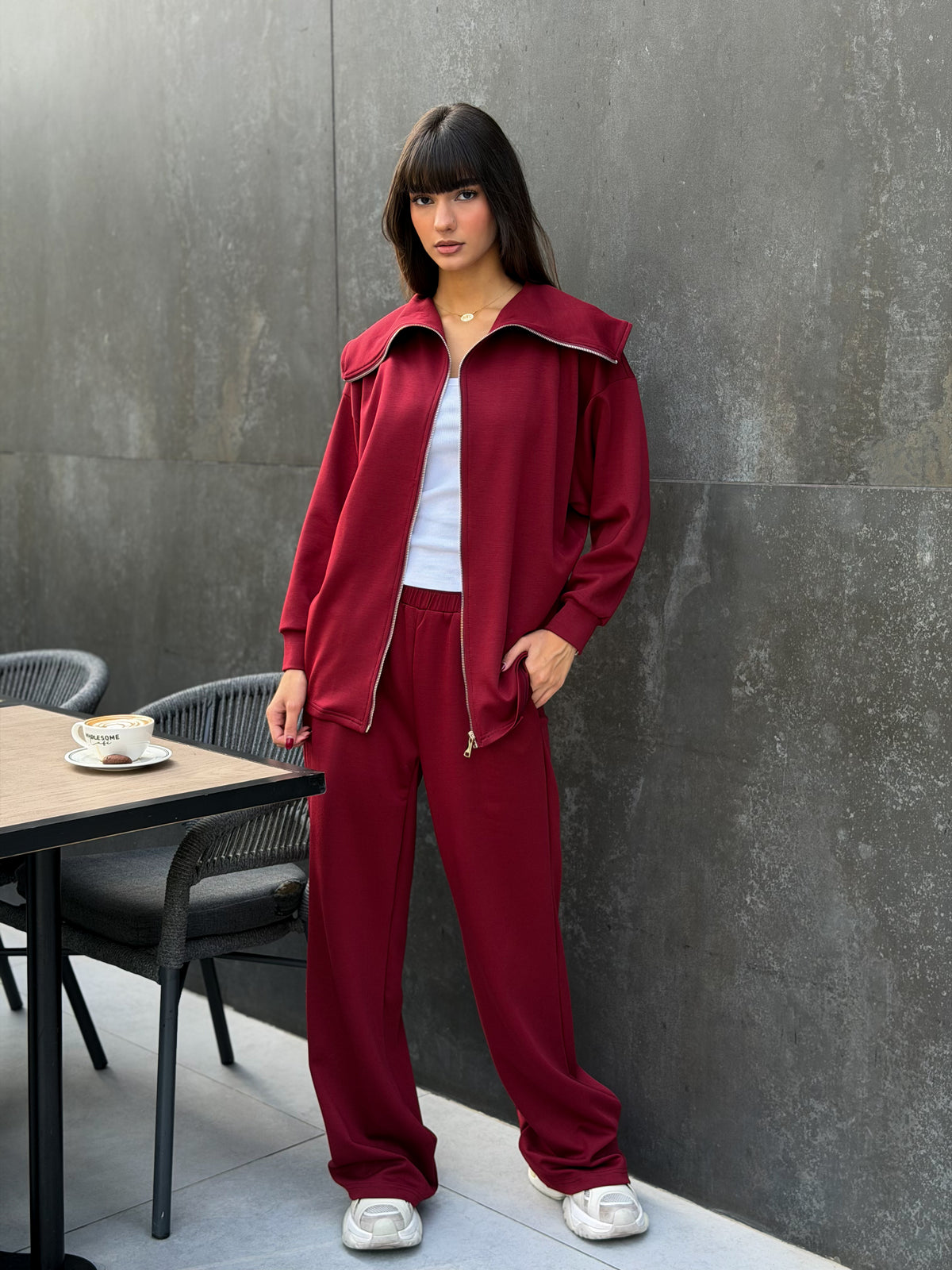 Zip-up jacket tracksuit - Burgundy