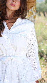 Short Embroidery Dress - White