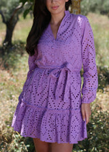 Short Embroidery Dress - Purple