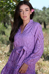 Short Embroidery Dress - Purple