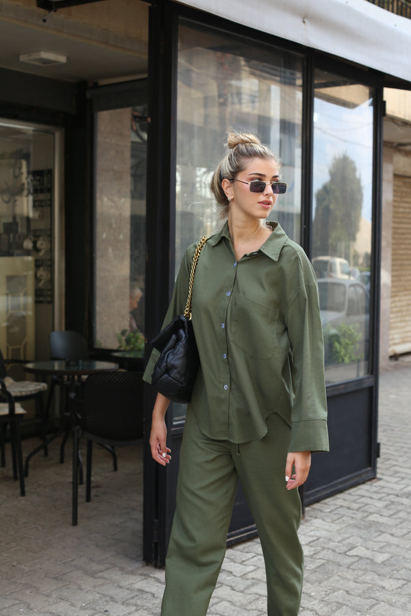 Linen Set - Olive Green