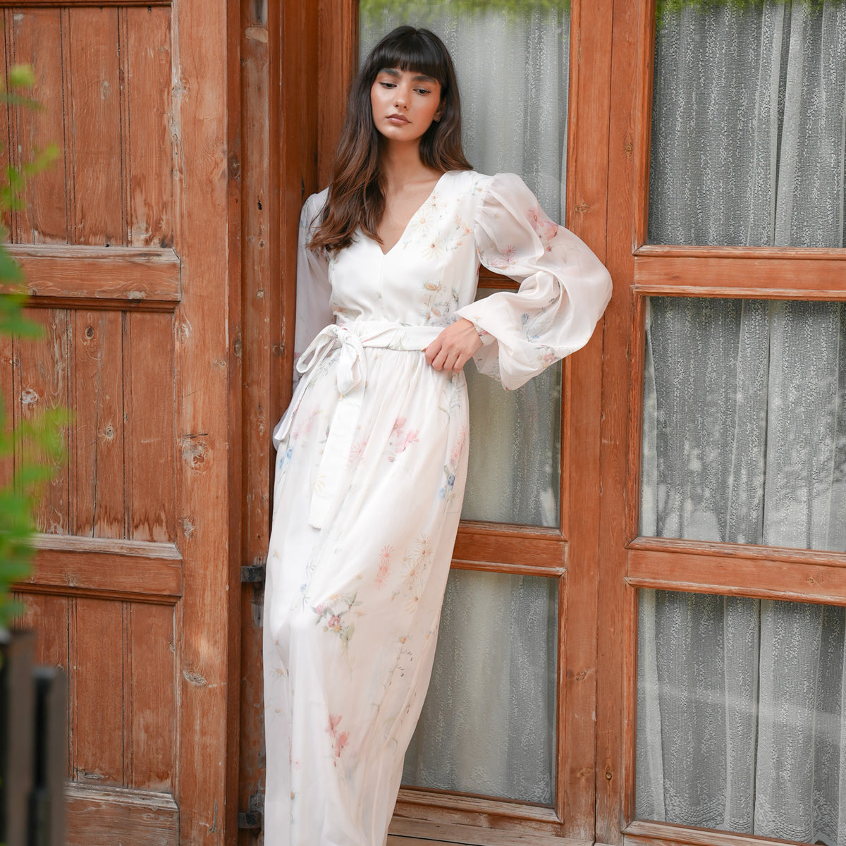 flowy sleeve dress Floral Maxi Size medium measures 61.5 from shoulder to hem Women Summer Midi Dress Casual