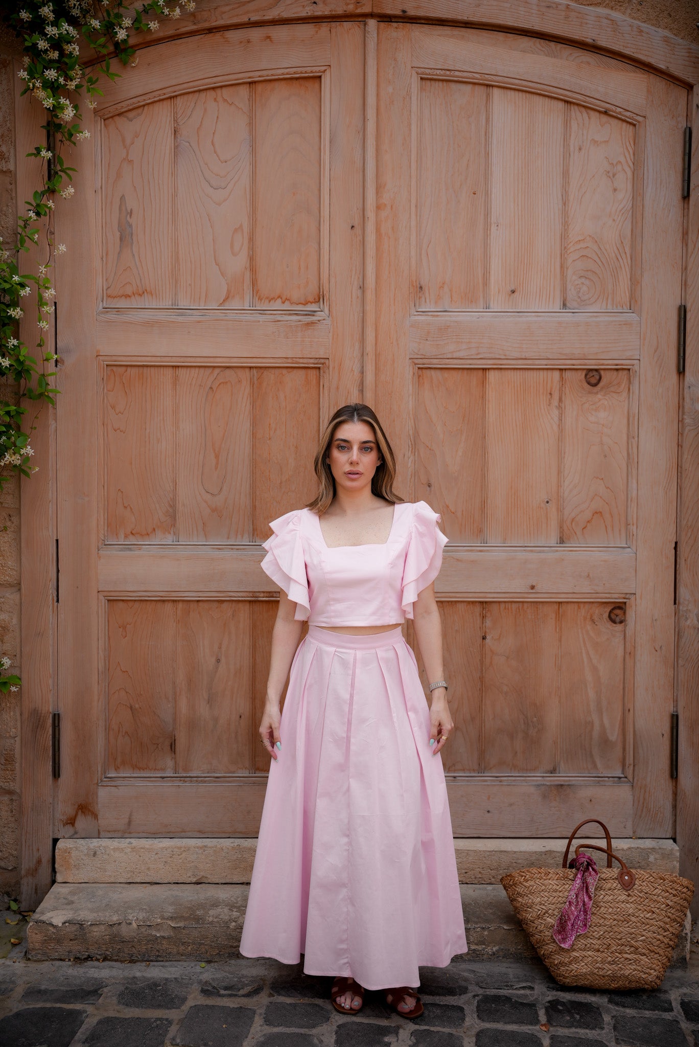 Poplin Ruffle Set - Pink
