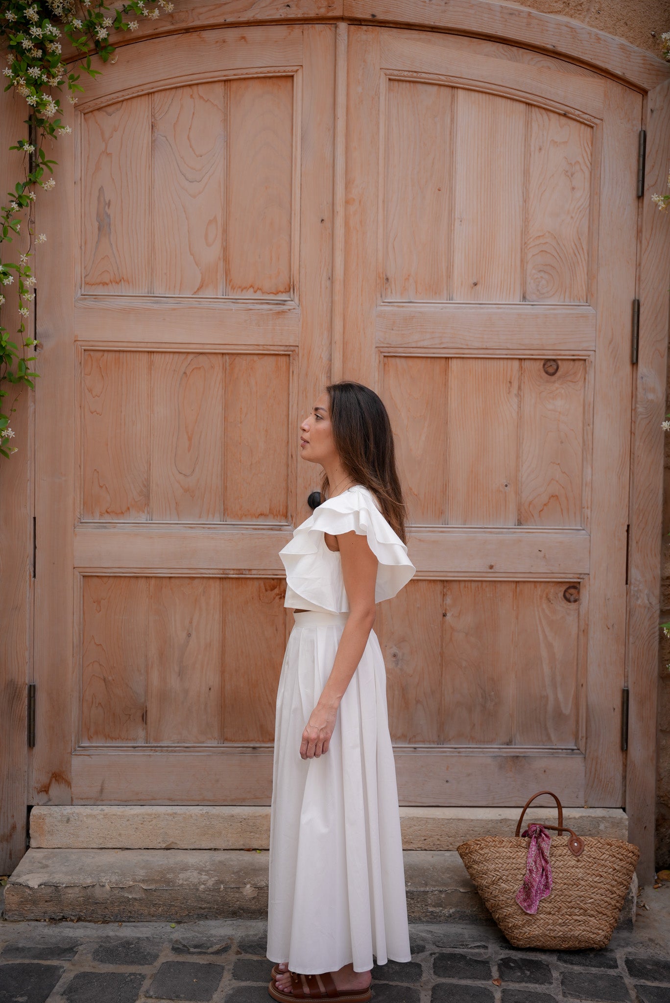 Poplin Ruffle Set - White
