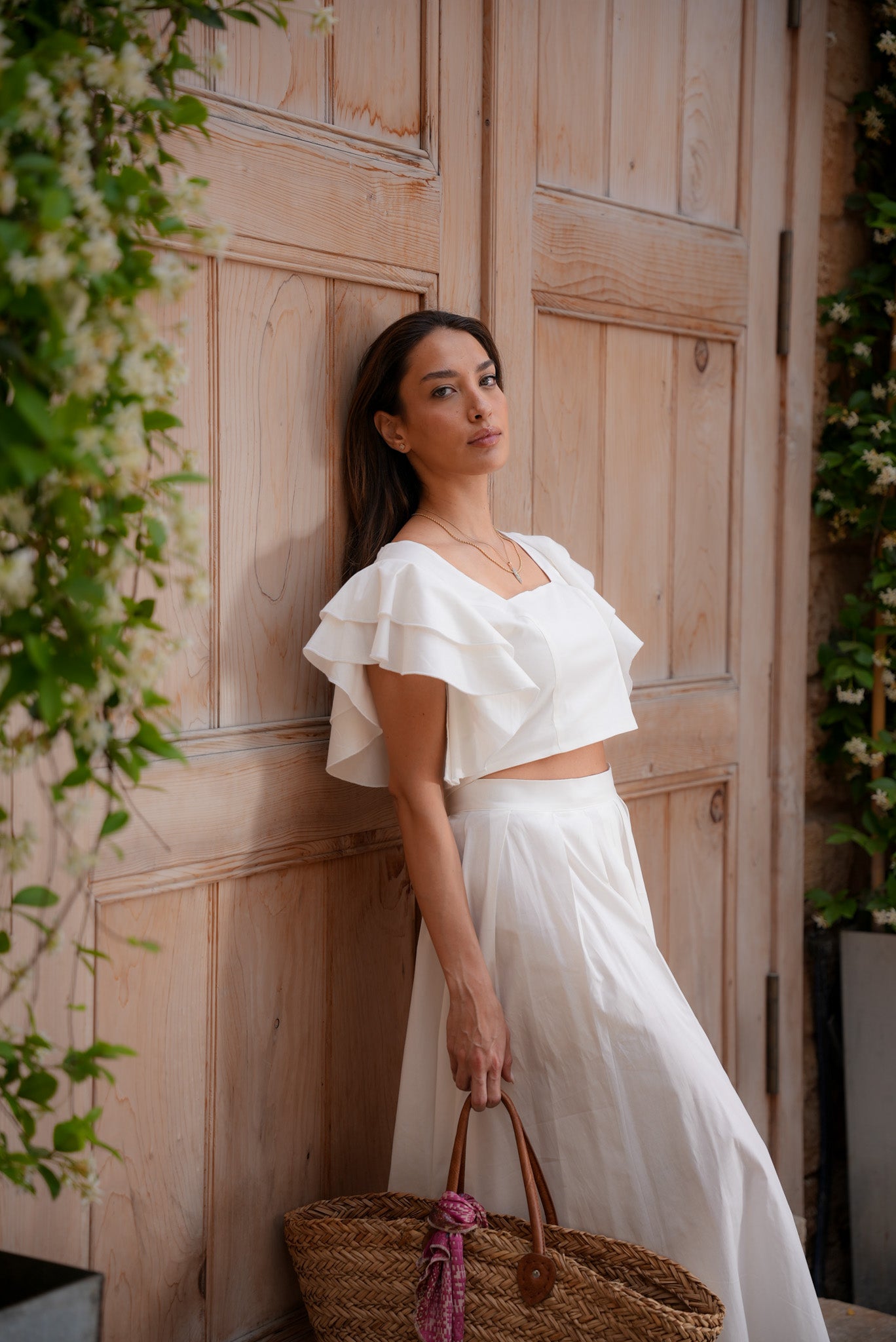 Poplin Ruffle Set - White