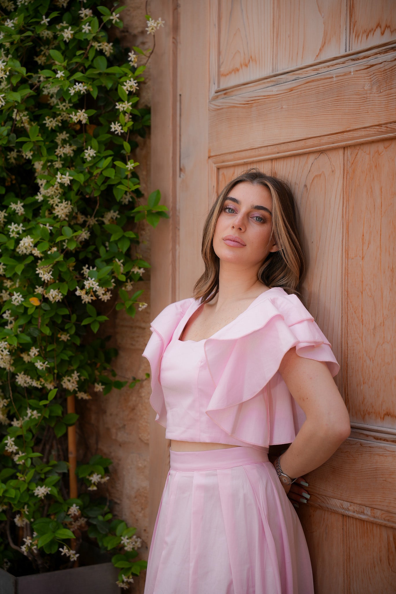 Poplin Ruffle Set - Pink