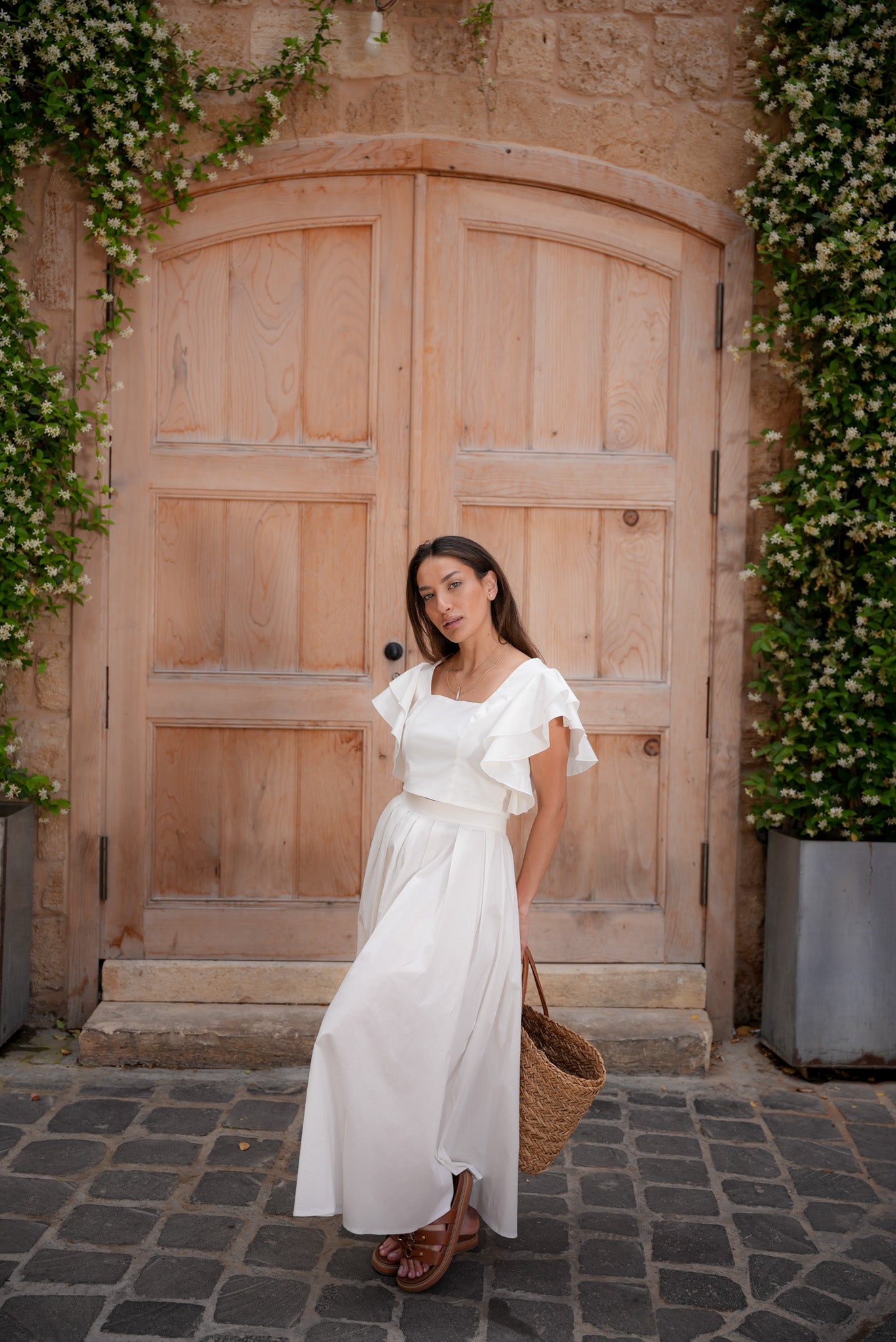 Poplin Ruffle Set - White