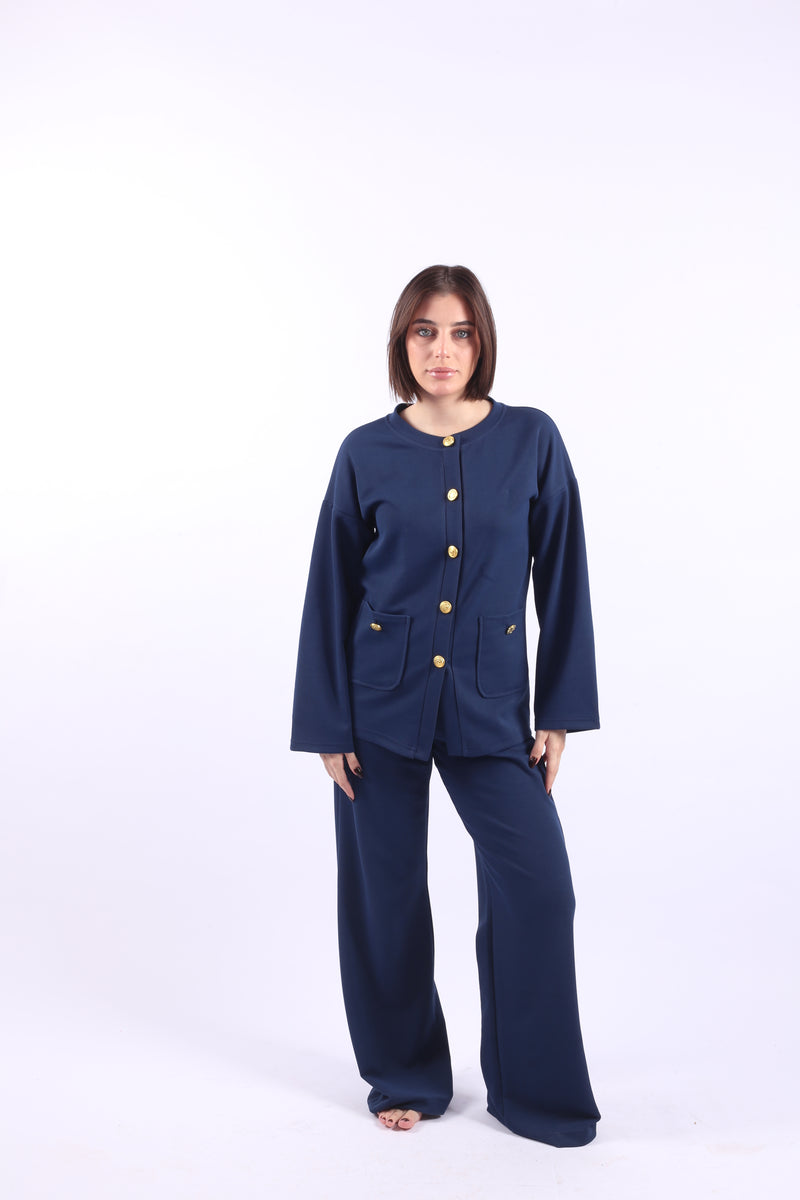 Cardigan Soft Wool Set - Navy Blue