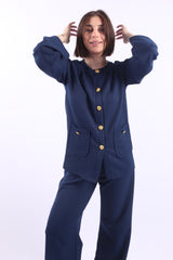 Cardigan Soft Wool Set - Navy Blue