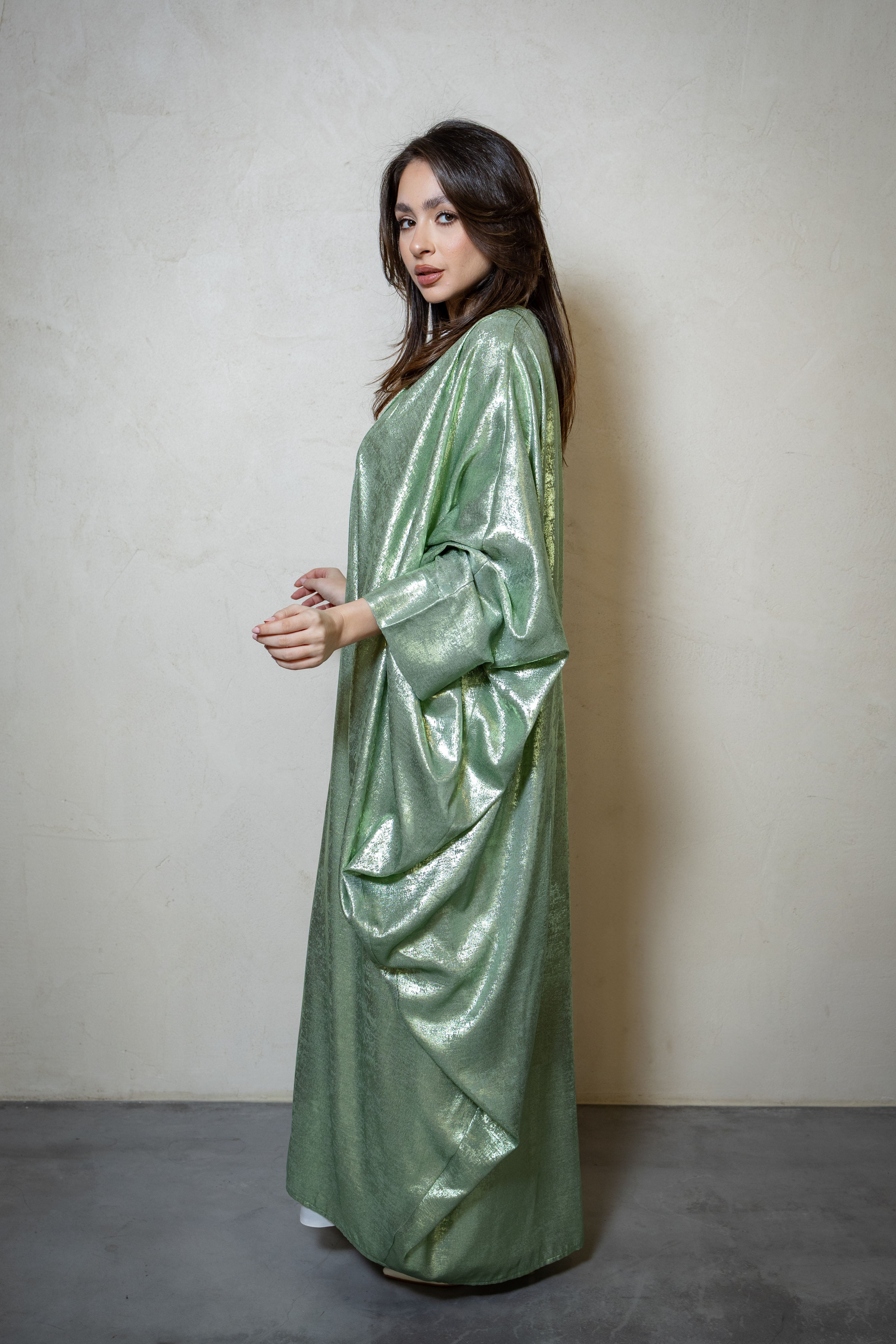 Metallic Abaya - Mint