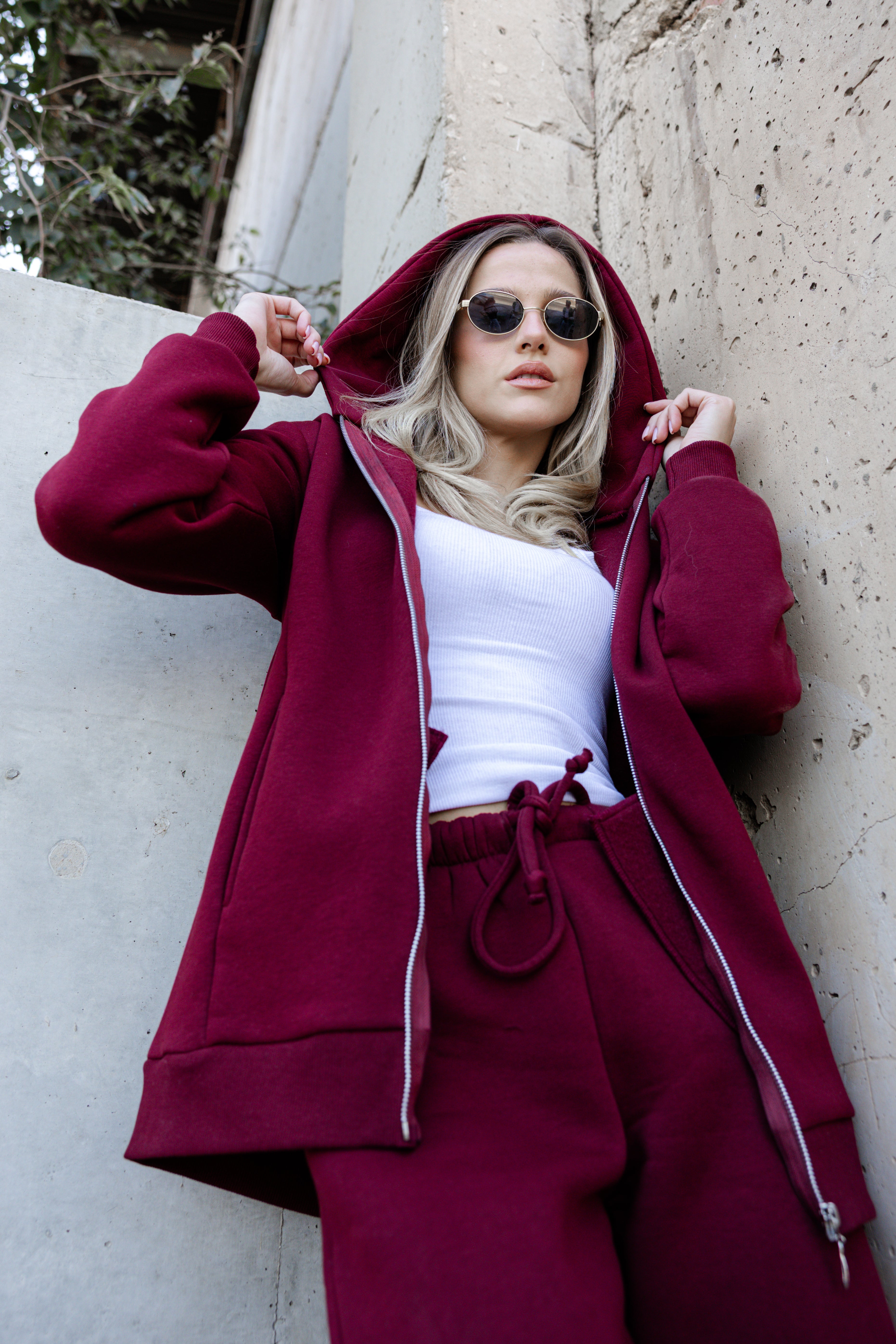 Zip-up hoodie Tracksuit - Burgundy