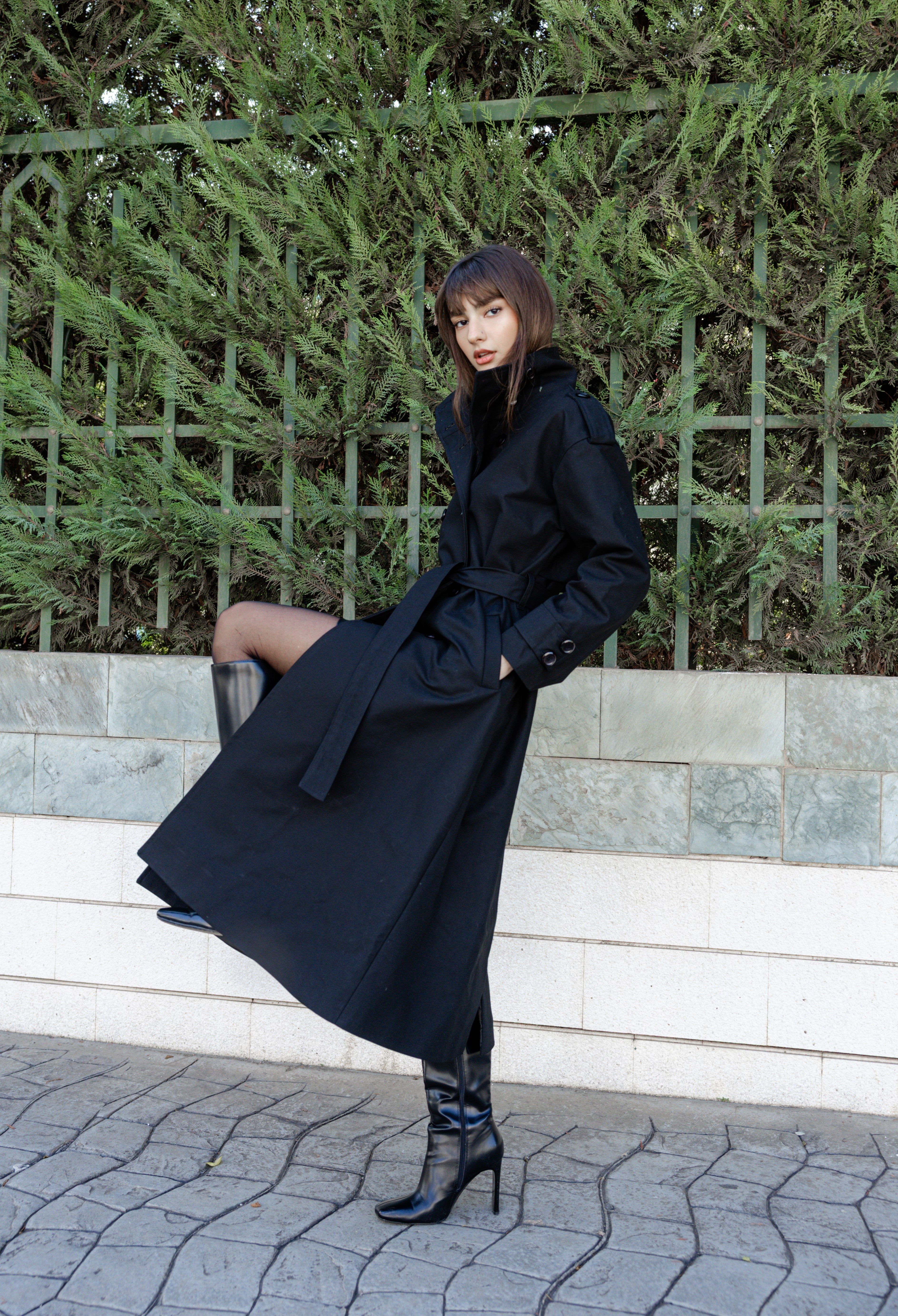Long Trench Coat - Black