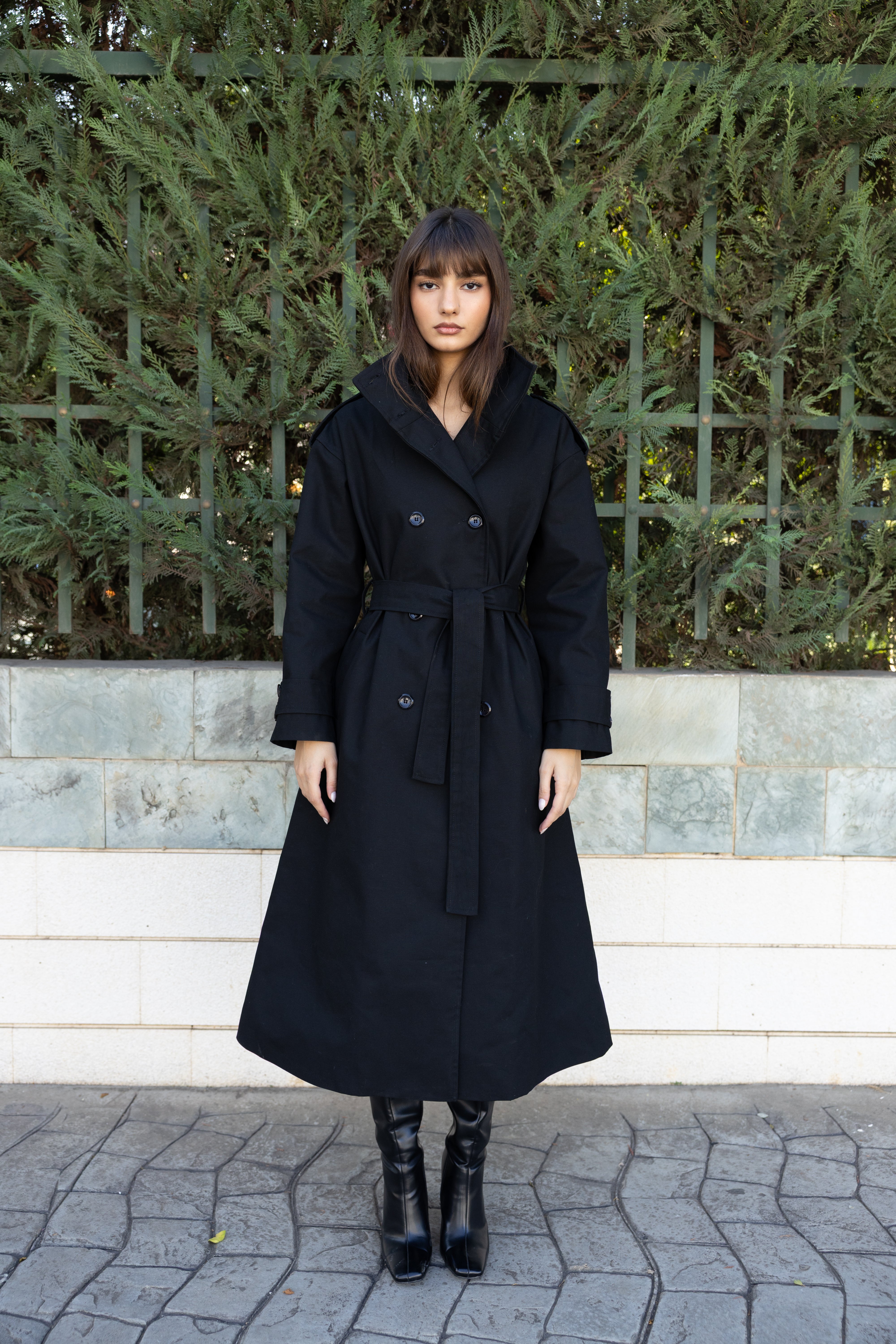 Long Trench Coat - Black