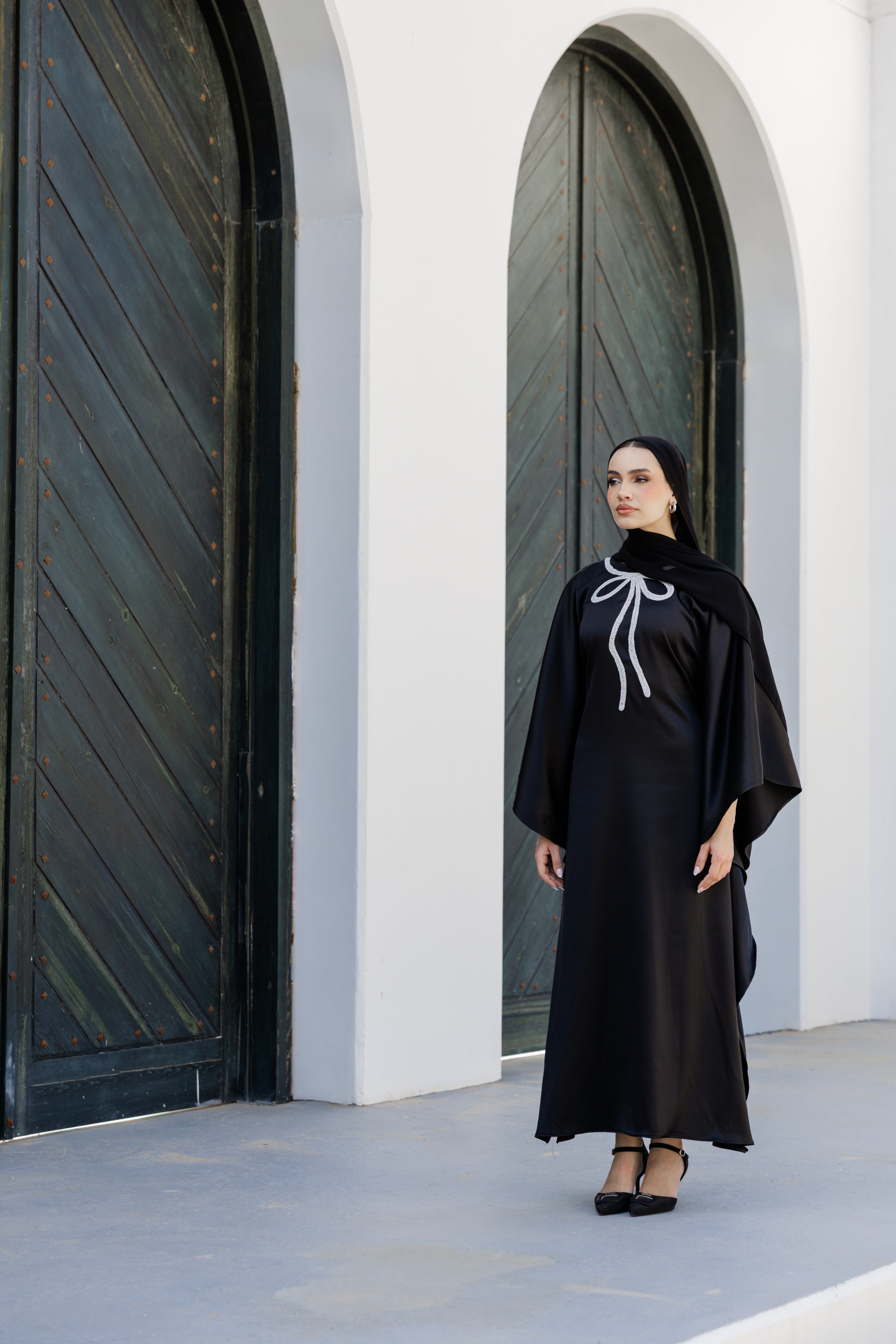Bow Butterfly Abaya - Black