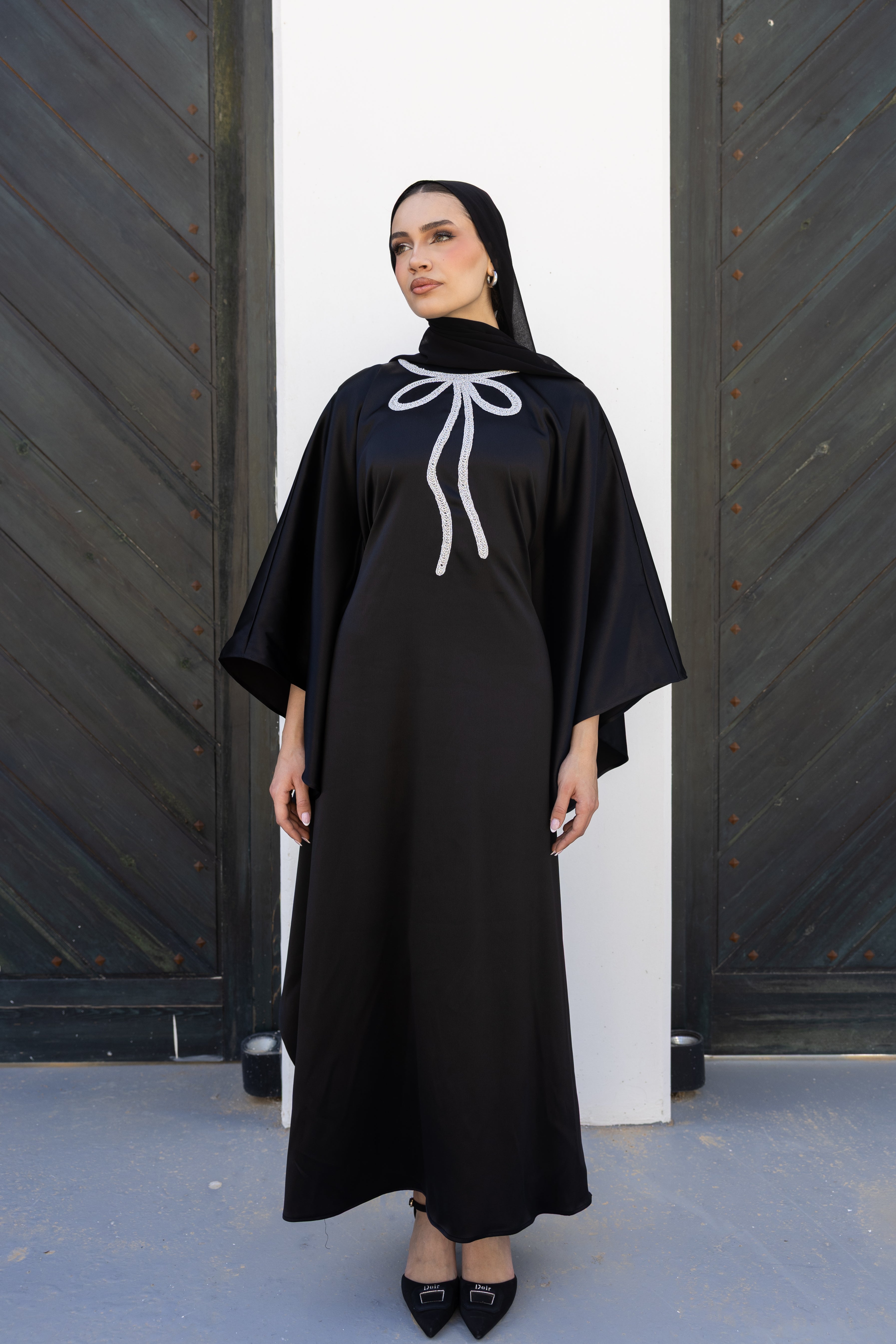 Bow Butterfly Abaya - Black