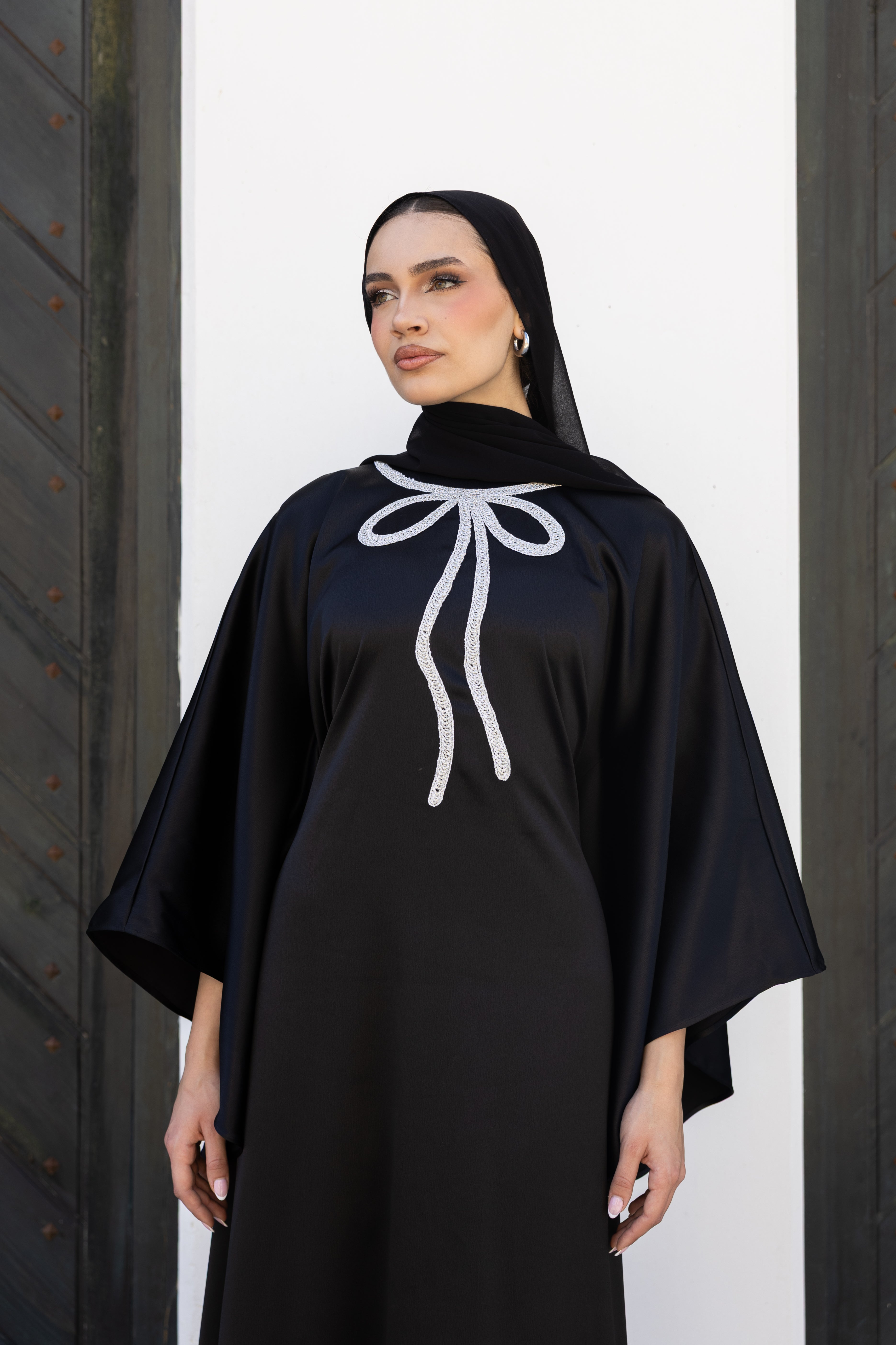 Bow Butterfly Abaya - Black